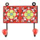 Ceramic Floral Tile Hook in Red